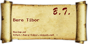 Bere Tibor névjegykártya